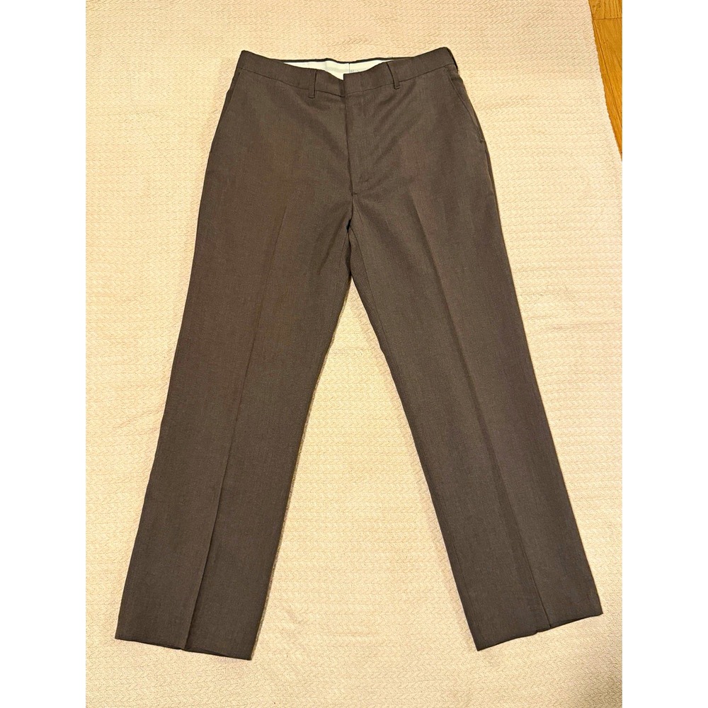 Haggar Maker Men's Brown Flat Front Dress Pants 34W Regular Straight Pockets